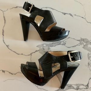 Michael Kors Black Leather Platform Heel